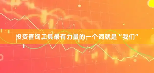 投资查询工具最有力量的一个词就是“我们”